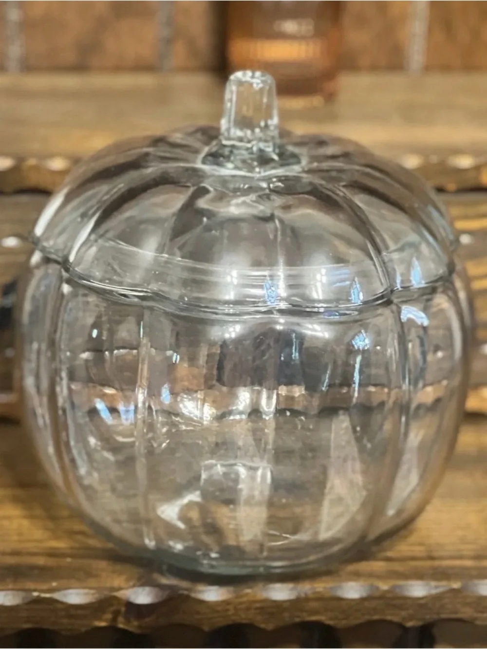 Anchor Hocking Clear Glass Pumpkin Candy Jar